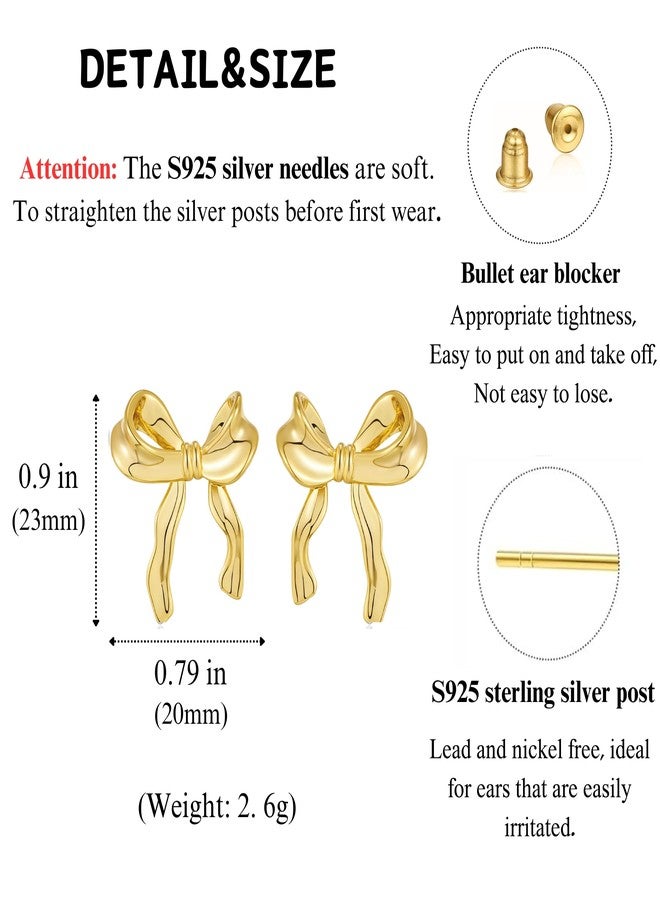 BLISI Christmas Earrings Gold Bow Earrings with 14K Gold Plating Knot Stud Earring Bow Earring for Women - Image 5